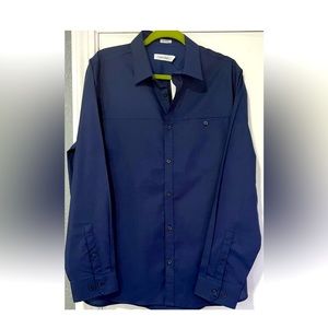 Calvin Klein Falcon Blue Dress Shirt Sz L New!